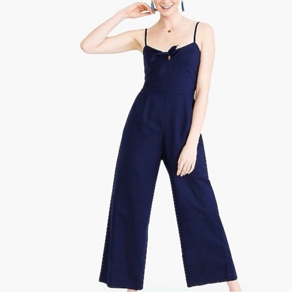 J. Crew Navy Linen Jumpsuit